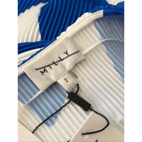 Milly $450 Liv Grand Foliage Pleated Minidress Size 2 - Picture 12 of 13